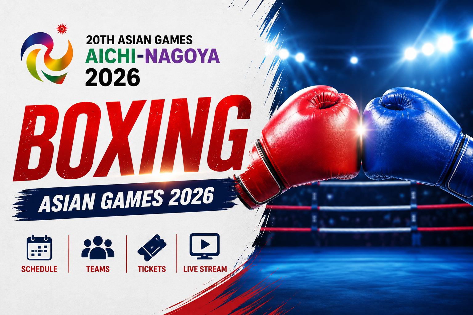 Asian Games Boxing 2026 schedule, teams, tickets and live stream featured image.
