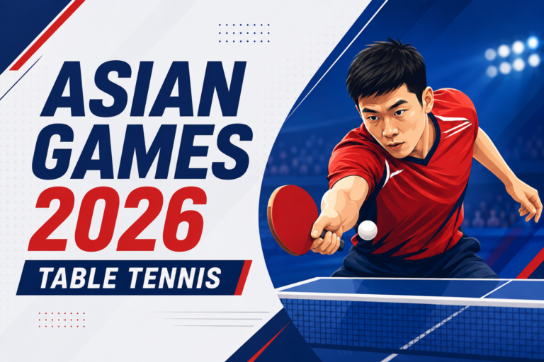 Asian Games 2026 Table Tennis featured image with a player in action.