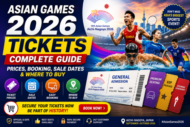 Asian Games 2026 tickets complete guide showing ticket prices, booking, sale dates, and where to buy