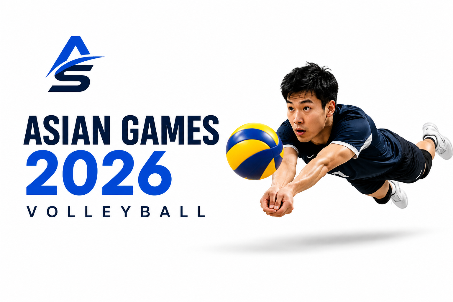 Asian Games 2026 volleyball player diving for the ball