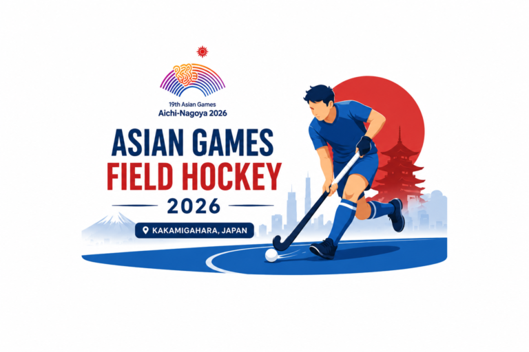 Asian Games Field Hockey 2026 player illustration in Kakamigahara, Japan