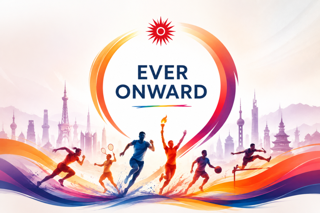 Asian Games motto and slogan featured image with athletes and 2026 theme