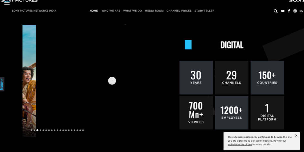 A screen shot of a Sony Picture Entertainment website.
