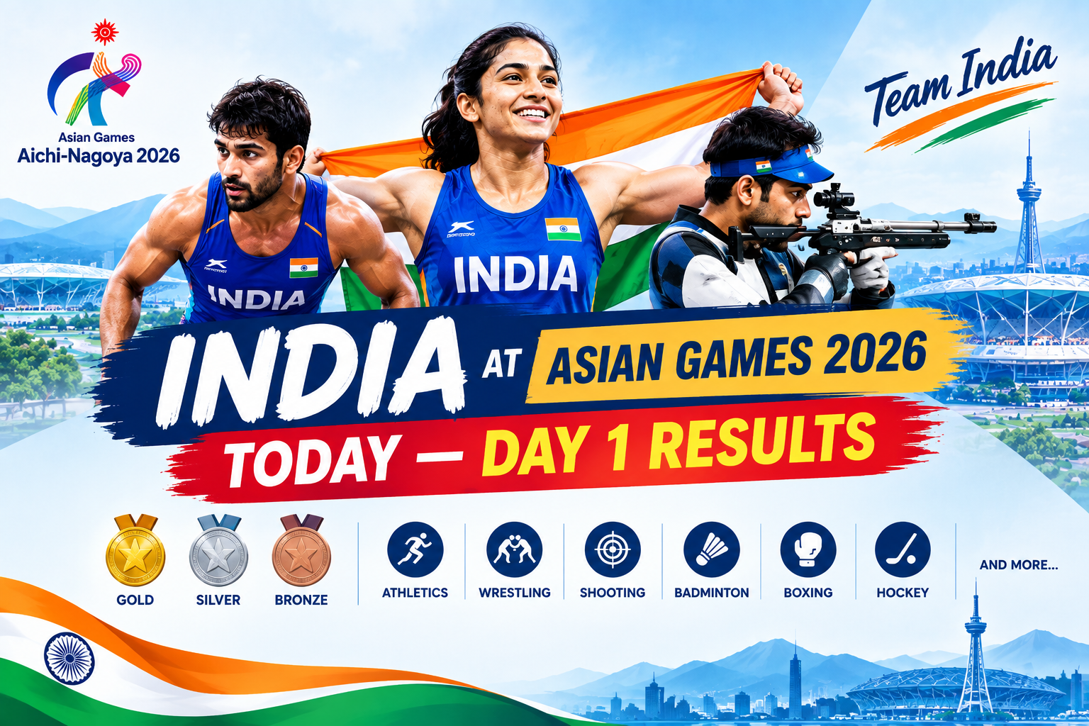 India at Asian Games 2026 Today — Day 1 Results